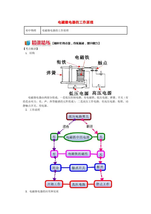 九年级物理上册 7.4 电磁继电器(电磁继电器的工作原理)精讲精练 (新版)教科版