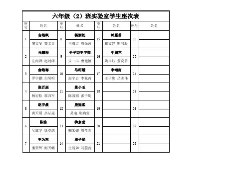 六年级实验室学生座次表