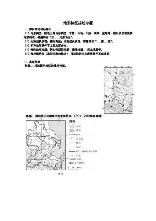 地形特征描述专题练习