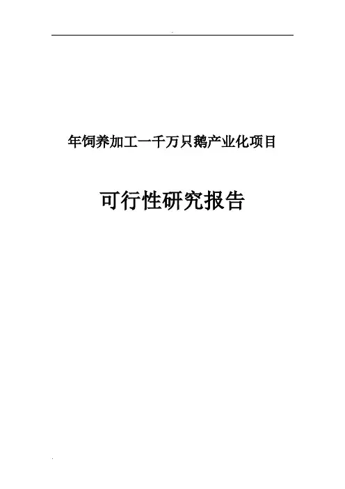 年饲养加工一千万只鹅产业化项目可行性研究报告