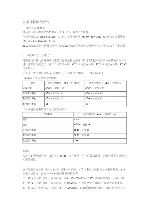 儿童体格测量评价