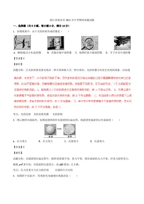 浙江省丽水市2021年中考物理真题试题(含解析)