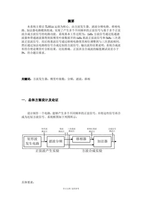 信号波形发生与合成实验