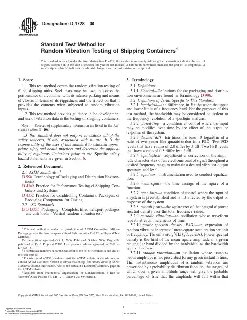 ASTM D4728-06 Random vibration test