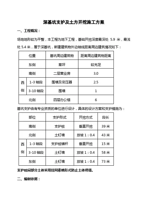 土方开挖及基坑支护施工方案