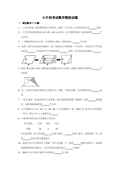 数学小升初测试题(含答案)