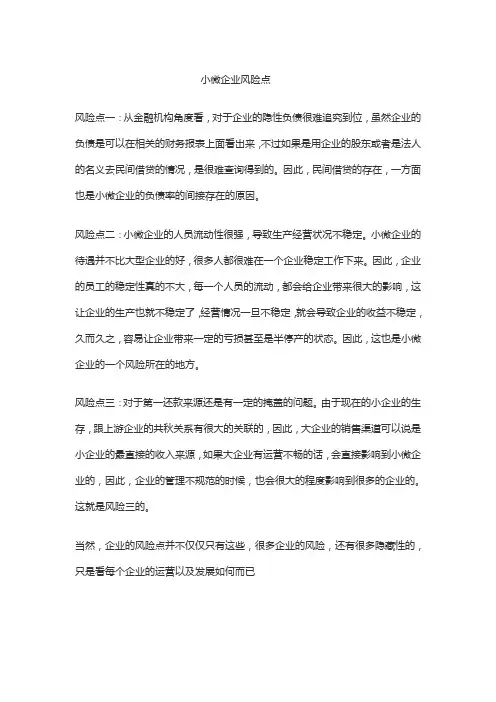 小企业风险点