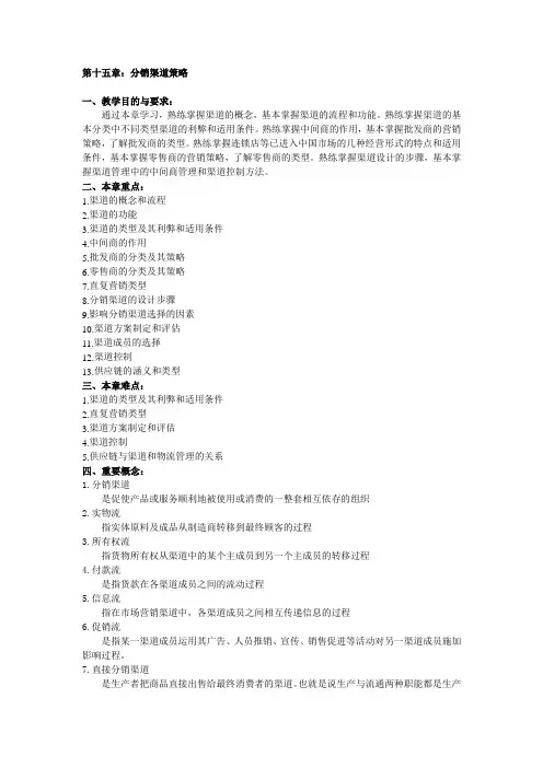 第十五章：分销渠道策略