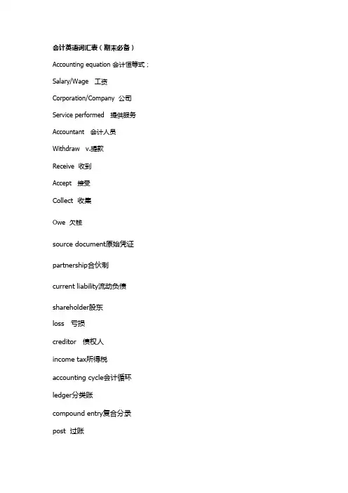 会计英语词汇表