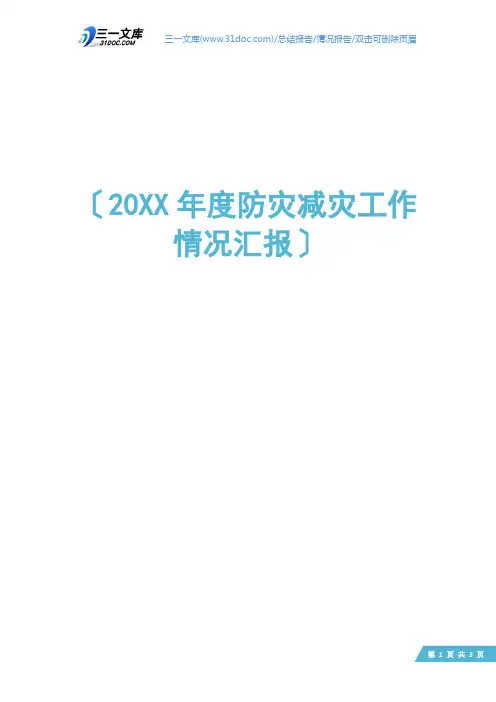 20XX年度防灾减灾工作情况汇报