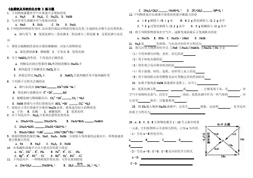 金属钠及其钠的化合物练习题