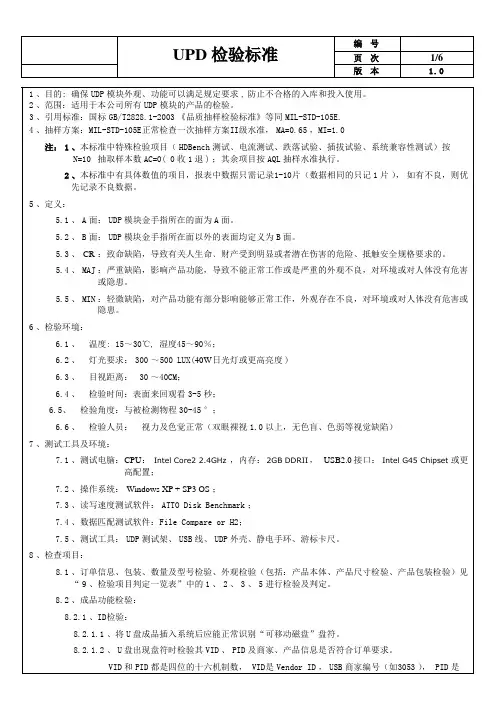 UPD模块检验标准1
