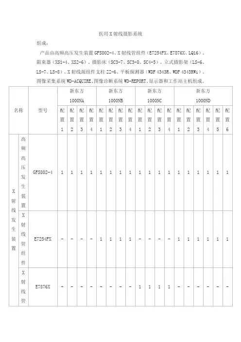 医用X射线摄影系统产品技术要求wd
