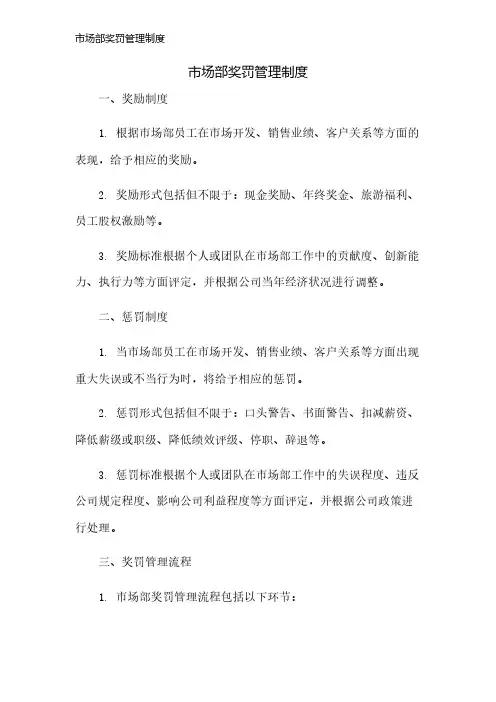 市场部奖罚管理制度