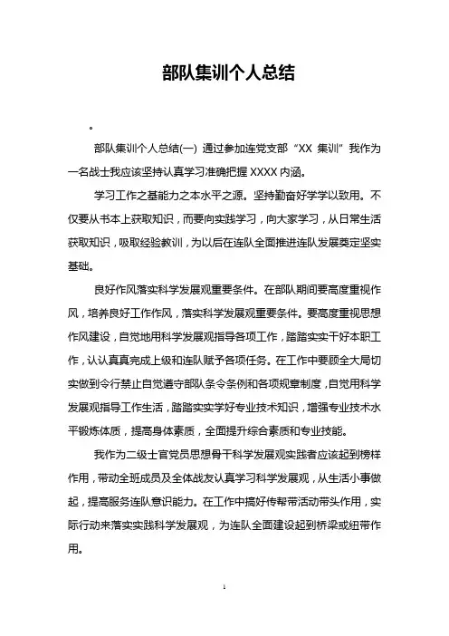 部队集训个人总结