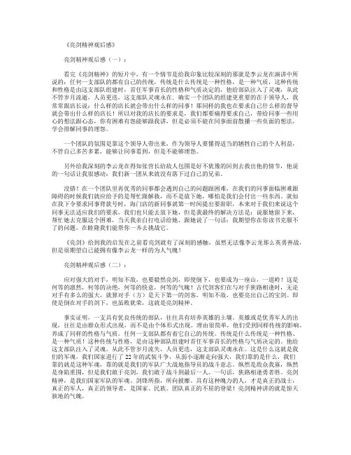 亮剑精神观后感10篇