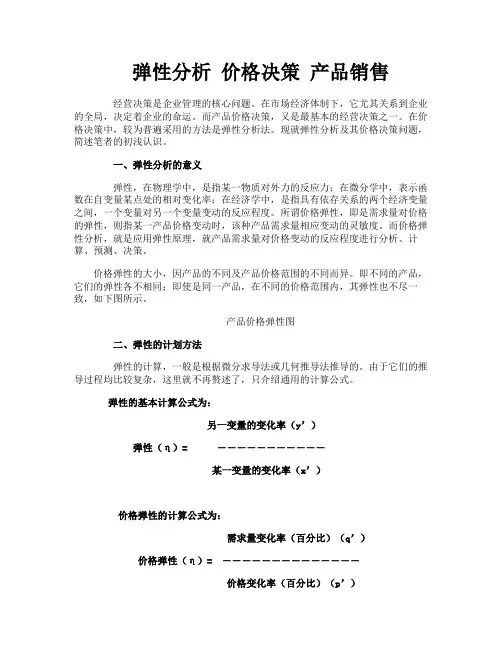 弹性分析价格决策产品销售