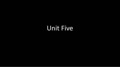 Unit Five Virtual Reality 虚拟现实