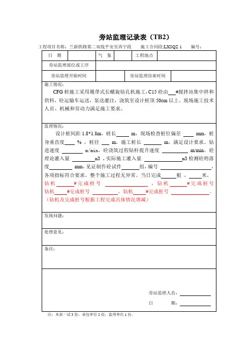 旁站监理记录表 2