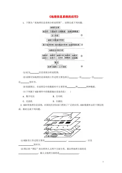高中地理第三章地理信息技术的应用第三节《地理信息系统的应用》同步训练中图版必修3(新)