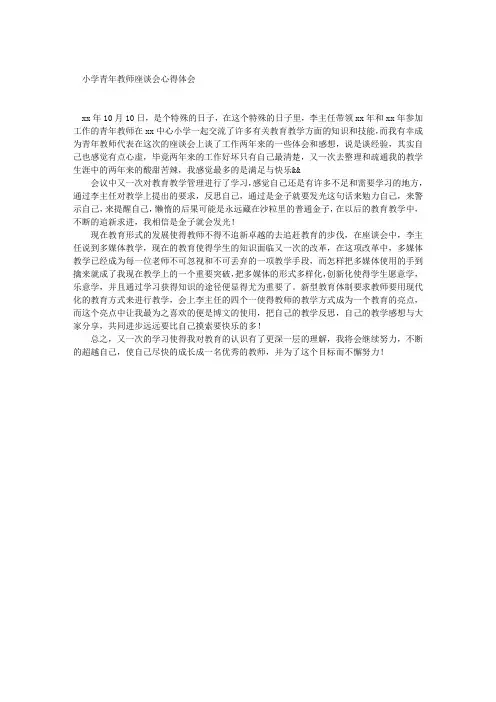 小学青年教师座谈会心得体会