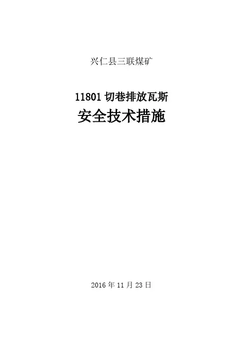 11801切巷瓦斯排放安全技术措施