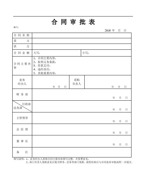 合同审批表模板