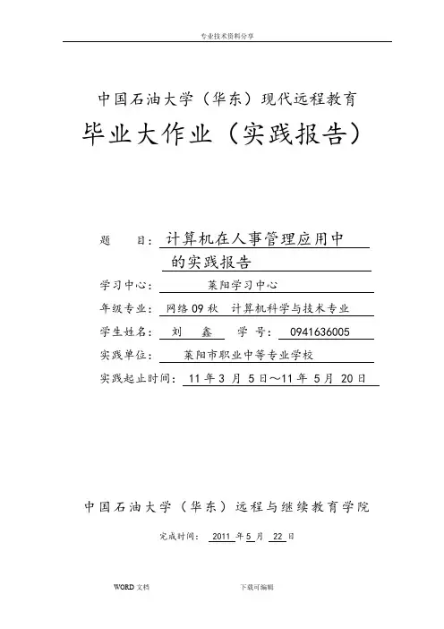实践报告[毕业大作业]范文