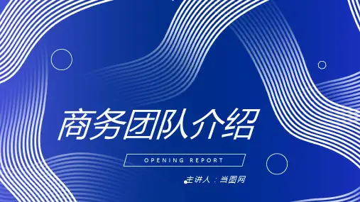 蓝色抽象线条商务团队介绍PPT模板