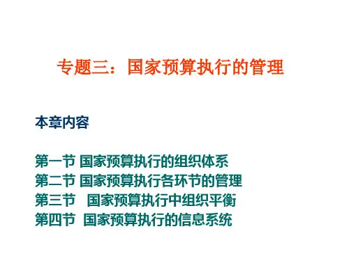 专题三:国家预算执行的管理
