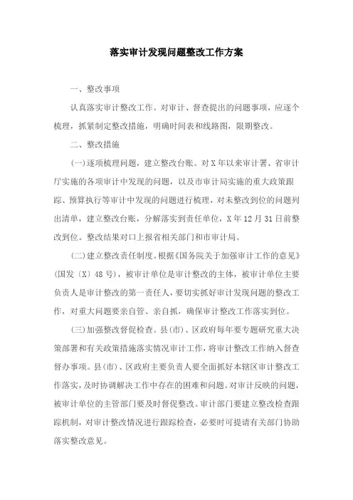 落实审计发现问题整改工作方案 3