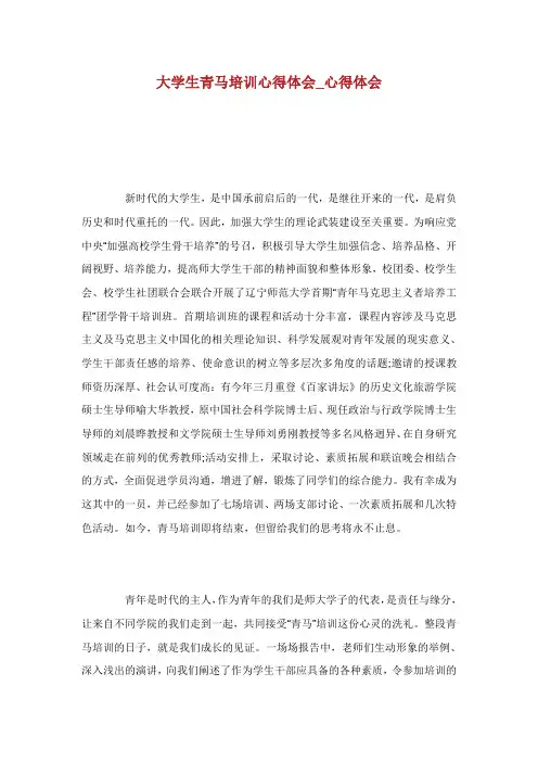 大学生青马培训心得体会_心得体会.doc