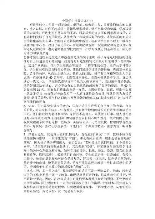 个别学生指导方案