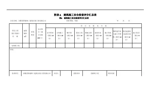建筑施工安全检查标准JGJ59-2011(2011最新版)附表