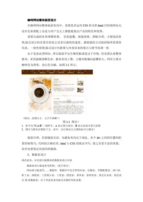 咖啡网站整体版面设计