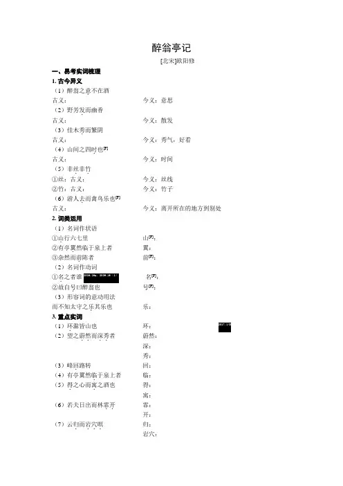 醉翁亭记习题及答案