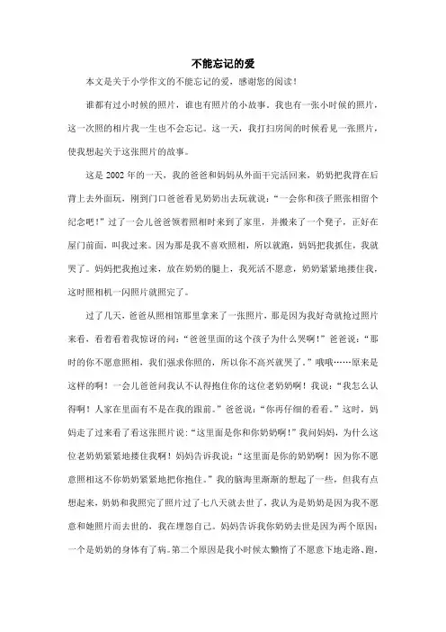 不能忘记的爱_小学作文
