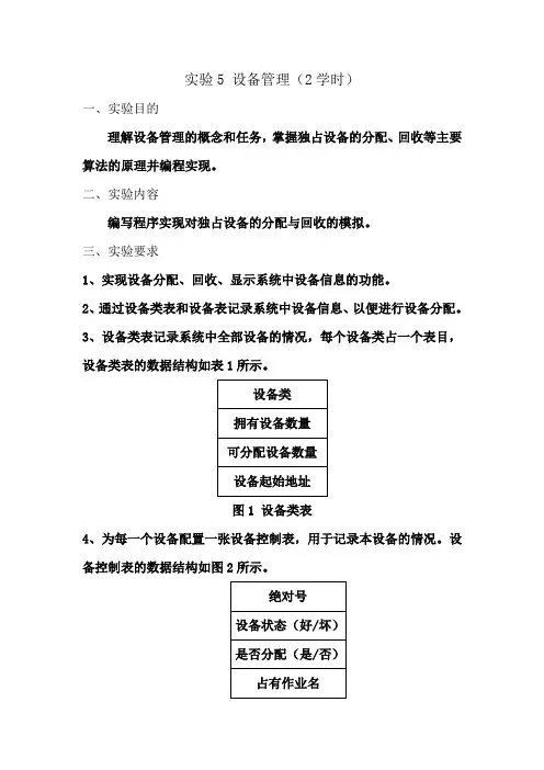 计算机操作系统实验5设备管理