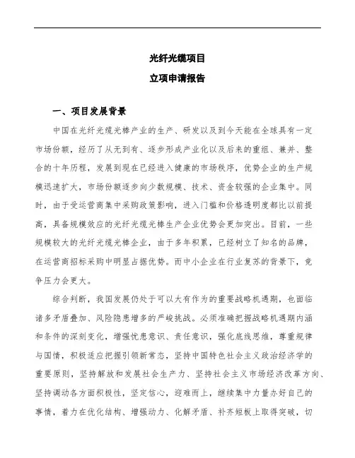 光纤光缆项目立项申请报告 (1)
