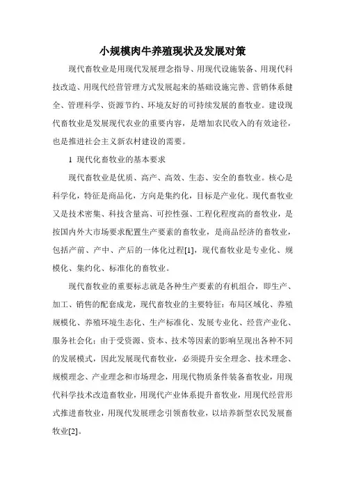 小规模肉牛养殖现状及发展对策