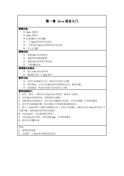 《Java程序设计》--教案-详细1