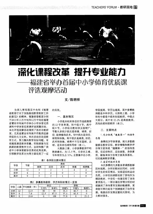 深化课程改革提升专业能力-福建省举办首届中小学体育优质课评选观摩活动