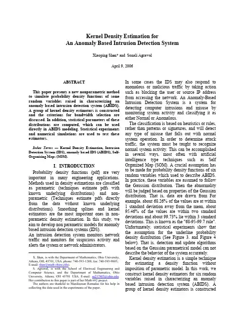 Kernel Density Estimation for An Anomaly Based Intrusion Detection System