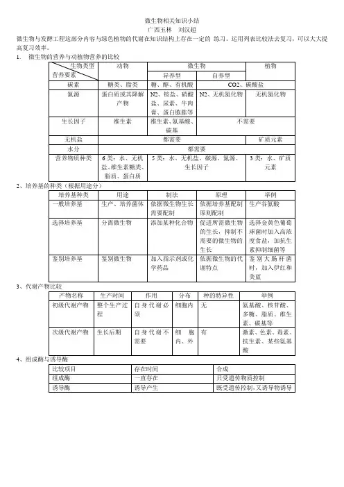 微生物相关知识小结-人教版整理
