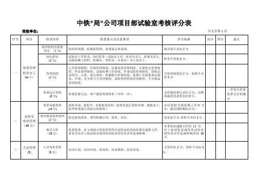 工地试验室 中心本部 考核评分表