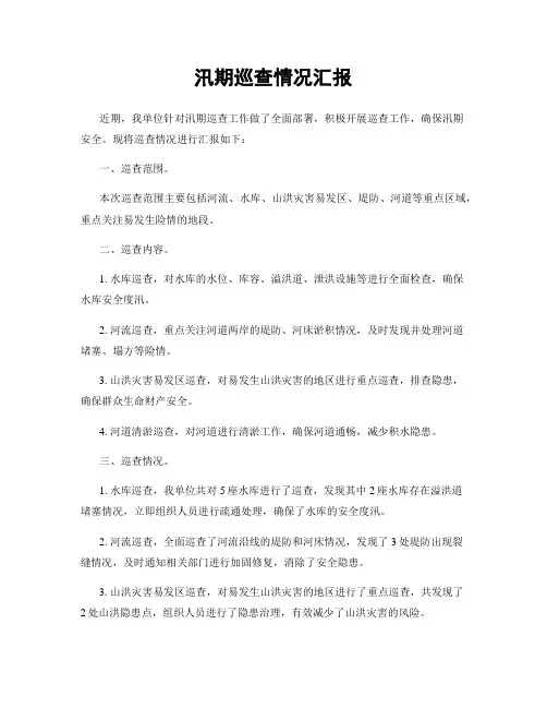 汛期巡查情况汇报