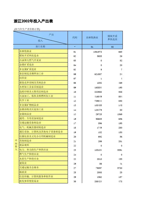 浙江2002投入产出表