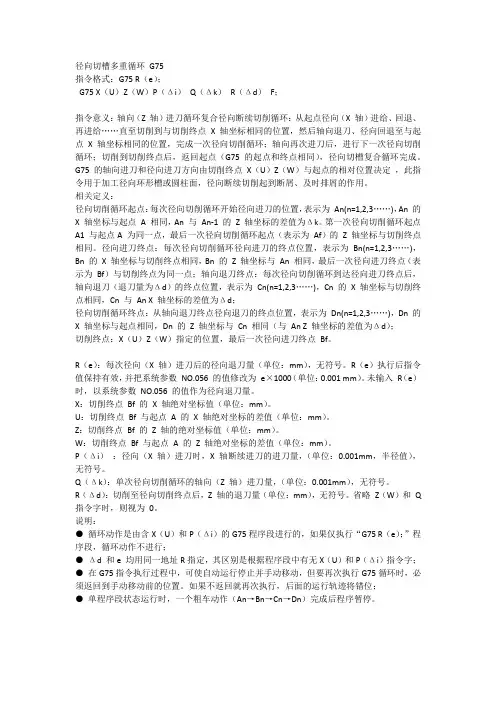 径向切槽多重循环 G75