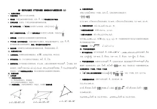 高一数学必修四平面向量知识与题型归类