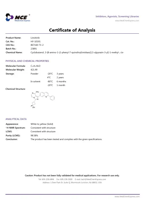 Linsitinib_COA_23891_MedChemExpress